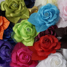 Load image into Gallery viewer, 12pcs Yellow Mini Satin Ribbon Rose Flower Pearl Spray Wedding Appliques Sewing Decor Craft Supplies