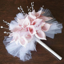 Load image into Gallery viewer, 2 Pack Of 26 Artificial Pink Handcrafted Lily Wedding Bridal Bouquet Flower Decoration
