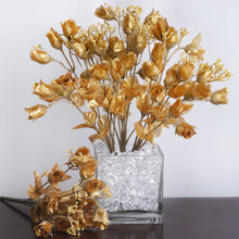 Load image into Gallery viewer, 180 Artificial Silk Mini Rose Buds With Baby Breath Wedding Bouquet Vase Centerpiece Decor - Gold
