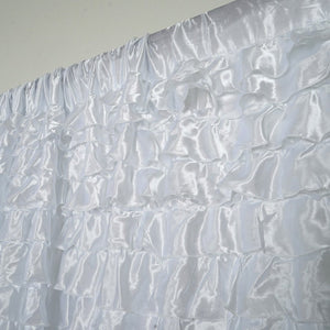 20ft x 10ft Flamenca Satin Ruffle Backdrop - White