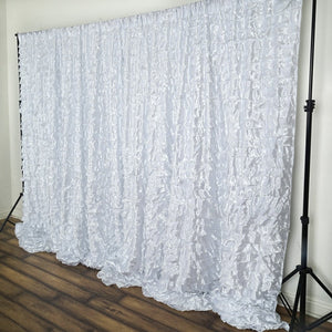 20ft x 10ft Flamenca Satin Ruffle Backdrop - White