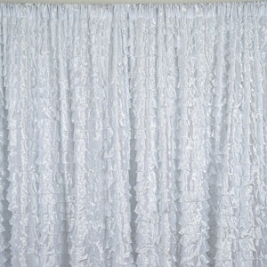 20ft x 10ft Flamenca Satin Ruffle Backdrop - White