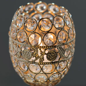 14" Tall Crystal Beaded Candle Holder Goblet Votive Tealight Wedding Chandelier Centerpiece - Gold - BUY ONE GET ONE FREE!!