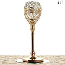 Load image into Gallery viewer, 14&quot; Tall Crystal Beaded Candle Holder Goblet Votive Tealight Wedding Chandelier Centerpiece - Gold - BUY ONE GET ONE FREE!!
