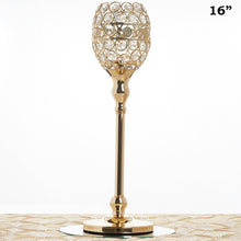 Load image into Gallery viewer, 16&quot; Tall Crystal Beaded Candle Holder Goblet Votive Tealight Wedding Chandelier Centerpiece - Gold - BUY ONE GET ONE FREE!!
