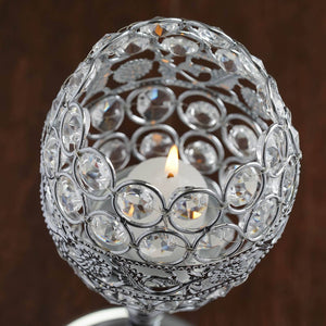 18" Tall Crystal Beaded Candle Holder Goblet Votive Tealight Wedding Chandelier Centerpiece - Silver - BUY ONE GET ONE FREE
