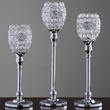 Load image into Gallery viewer, 18&quot; Tall Crystal Beaded Candle Holder Goblet Votive Tealight Wedding Chandelier Centerpiece - Silver - BUY ONE GET ONE FREE
