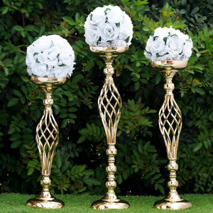 22.5" Tall Metal Wedding Flower Decor Candle Holder Vase Centerpiece - Gold - Buy 1 Get 1 Free