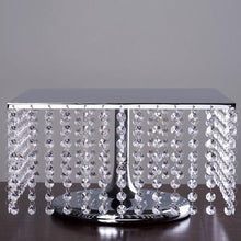 Load image into Gallery viewer, 14&quot; Bejeweled Silver Square Crystal Pendants Metal Chandelier Wedding Riser Cake Stand
