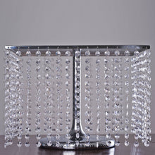 Load image into Gallery viewer, 16&quot; Bejeweled Silver Square Crystal Pendants Stainless Steel Chandelier Wedding Riser Cake Stand
