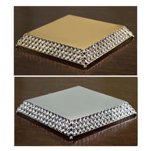 Load image into Gallery viewer, 15&quot; Bejeweled Gold Flat Crystal Beaded Stainless Steel Chandelier Wedding Riser Cake Stand
