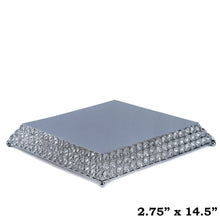 Load image into Gallery viewer, 15&quot; Bejeweled Silver Flat Crystal Beaded Stainless Steel Chandelier Wedding Riser Cake Stand
