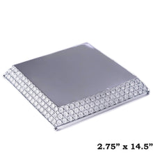 Load image into Gallery viewer, 15&quot; Bejeweled Silver Flat Crystal Beaded Stainless Steel Chandelier Wedding Riser Cake Stand
