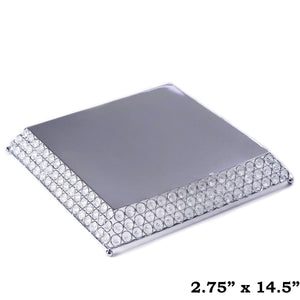 15" Bejeweled Silver Flat Crystal Beaded Stainless Steel Chandelier Wedding Riser Cake Stand
