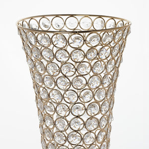 23" Tall Gold Beaded Crystals Trumpet Vase Wedding Centerpiece - Buy One Get One Free