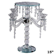 Load image into Gallery viewer, 15&quot; Gemcut Egyption Handcrafted Glass Candelabra Votive Candle Holder With Crystal Chains - 1 PCS
