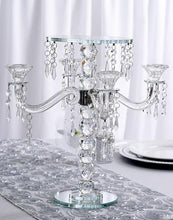 Load image into Gallery viewer, 15&quot; Gemcut Egyption Handcrafted Glass Candelabra Votive Candle Holder With Crystal Chains - 1 PCS
