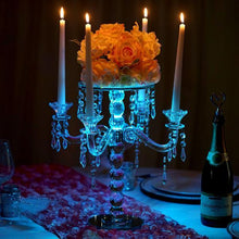 Load image into Gallery viewer, 15&quot; Gemcut Egyption Handcrafted Glass Candelabra Votive Candle Holder With Crystal Chains - 1 PCS
