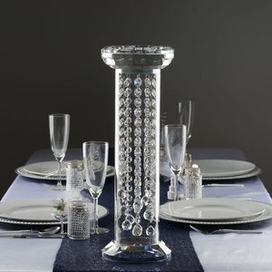 18" Gemcut Egyptian Handcrafted Glass Crystal Pillar Vase Chandelier Table Top Wedding Centerpiece - 1 PCS
