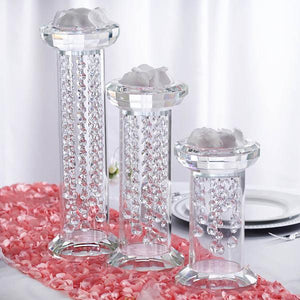 18" Gemcut Egyptian Handcrafted Glass Crystal Pillar Vase Chandelier Table Top Wedding Centerpiece - 1 PCS