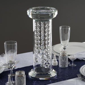 14" Gemcut Egyptian Handcrafted Glass Crystal Pillar Vase Chandelier Table Top Wedding Centerpiece - 1 PCS