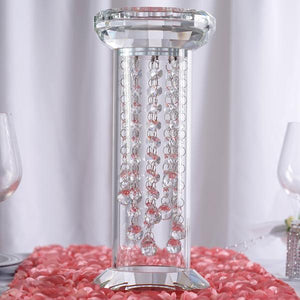 14" Gemcut Egyptian Handcrafted Glass Crystal Pillar Vase Chandelier Table Top Wedding Centerpiece - 1 PCS