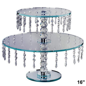 16" Gemcut Egyption Handcrafted Round Glass Chandelier Crystal Wedding Cake Riser Stand - 1 PCS