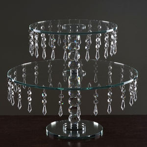 16" Gemcut Egyption Handcrafted Round Glass Chandelier Crystal Wedding Cake Riser Stand - 1 PCS