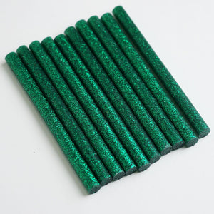 10 pcs Green Glitter Hot Melt Glue Sticks For DIY Art Craft Sealing Repair Tool - 7mm x 4"