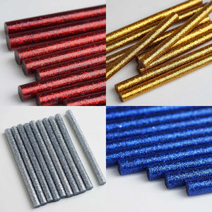 10 pcs Red Glitter Hot Melt Glue Sticks For DIY Art Craft Sealing Repair Tool - 7mm x 4"