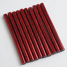 Load image into Gallery viewer, 10 pcs Red Glitter Hot Melt Glue Sticks For DIY Art Craft Sealing Repair Tool - 7mm x 4&quot;
