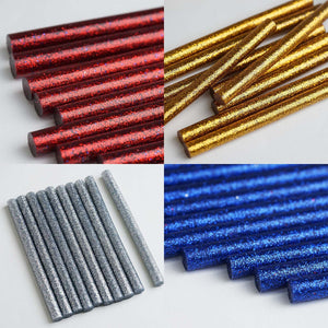 10 pcs Royal Blue Glitter Hot Melt Glue Sticks For DIY Art Craft Sealing Repair Tool - 7mm x 4"