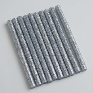 10 pcs Silver Glitter Hot Melt Glue Sticks For DIY Art Craft Sealing Repair Tool - 7mm x 4"