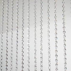 20ft x 3ft Clear Diamond Strand Acrylic Crystal Bead Curtain Backdrop Wedding Party Decor - Metal Rod Top