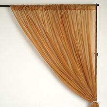 Load image into Gallery viewer, 10FT Fire Retardant Gold Sheer Curtain Panel Backdrops Window Treatment With Rod Pockets - Premium Collection
