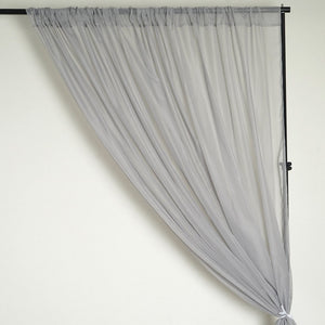 10FT Fire Retardant Silver Sheer Curtain Panel Backdrops Window Treatment With Rod Pockets - Premium Collection