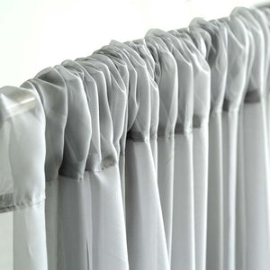10FT Fire Retardant Silver Sheer Curtain Panel Backdrops Window Treatment With Rod Pockets - Premium Collection