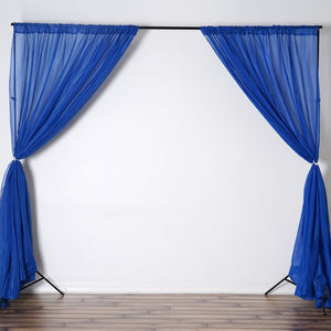 10FT Fire Retardant Royal Blue Sheer Curtain Panel Backdrops Window Treatment With Rod Pockets - Premium Collection