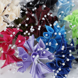 72 Poly Chocolate Calla Lily Bead Flowers With Pearl Spray For Wedding Home Craft Decor