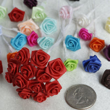 Load image into Gallery viewer, 144 Artificial Burgundy Satin Rose Bud DIY Craft Flower Applique Brooch
