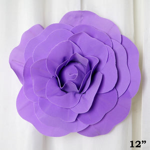 12" Large Foam Rose Backdrop Wall Decor - Lavender - 4 pcs