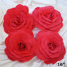 Load image into Gallery viewer, 16&quot; Large Foam Rose Backdrop Wall Decor - Red - 4 pcs
