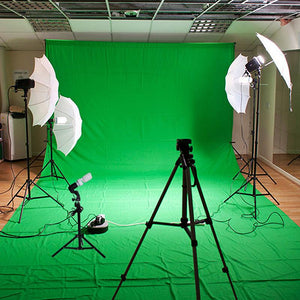 10Ft Background Support System, 600W 6500K White Umbrella Lighting Photo Video Studio Kit With Chromakey Background Muslins (Green Black White) - Free Carry Case