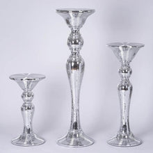 Load image into Gallery viewer, 24” Silver Mirror Mosaic Polystone Floor Vase Wedding Aisle Prop Party Columns - Buy One Get One Free
