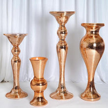 Load image into Gallery viewer, 24” Rose Gold Mirror Mosaic Polystone Flower Floor Vase Wedding Aisle Prop Party Column - Set of 4
