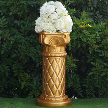 Load image into Gallery viewer, 10mm Crystal Bead Studded Gold Wedding French Columns With Mirror Mosaic Party Event Decoration - 25.25&quot;x 10&quot; - 4PCS
