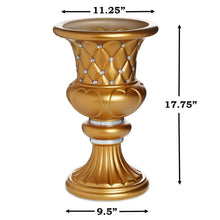Load image into Gallery viewer, 10mm Crystal Bead Studded Gold Wedding French Columns With Gold Mosaic Party Event Decoration - 17.75&quot;x 11.25&quot; - 4PCS
