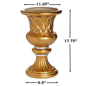 10mm Crystal Bead Studded Gold Wedding French Columns With Gold Mosaic Party Event Decoration - 17.75"x 11.25" - 4PCS