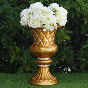 10mm Crystal Bead Studded Gold Wedding French Columns With Gold Mosaic Party Event Decoration - 17.75"x 11.25" - 4PCS