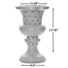 Load image into Gallery viewer, 10mm Crystal Bead Studded White Wedding French Columns With Mirror Mosaic Party Event Decoration - 17.75&quot;x 11.25&quot; - 4PCS

